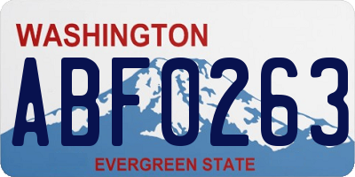 WA license plate ABF0263