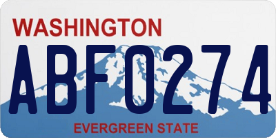 WA license plate ABF0274