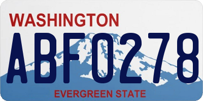 WA license plate ABF0278