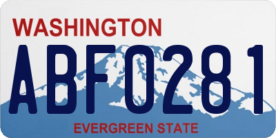 WA license plate ABF0281