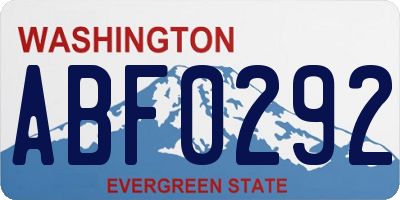 WA license plate ABF0292