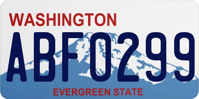 WA license plate ABF0299