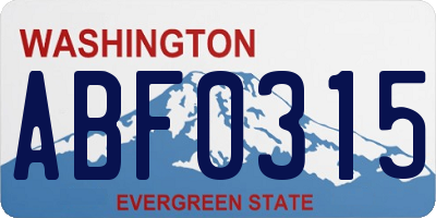 WA license plate ABF0315