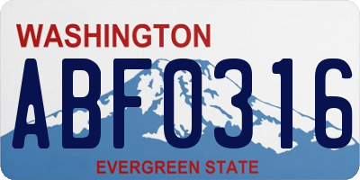 WA license plate ABF0316