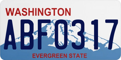 WA license plate ABF0317