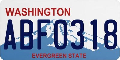 WA license plate ABF0318