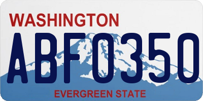 WA license plate ABF0350
