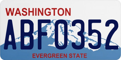 WA license plate ABF0352