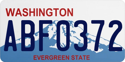 WA license plate ABF0372