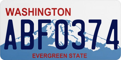 WA license plate ABF0374
