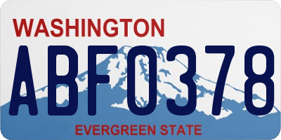WA license plate ABF0378