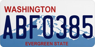 WA license plate ABF0385