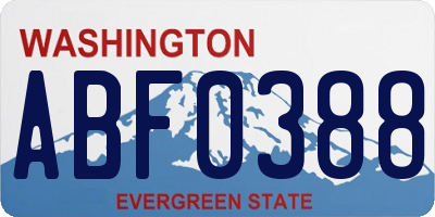 WA license plate ABF0388