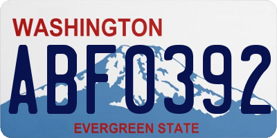 WA license plate ABF0392