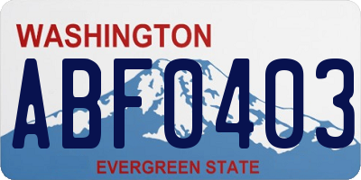 WA license plate ABF0403