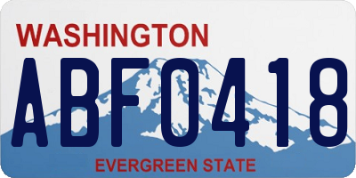 WA license plate ABF0418