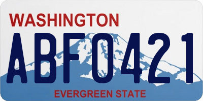 WA license plate ABF0421
