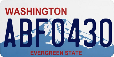 WA license plate ABF0430