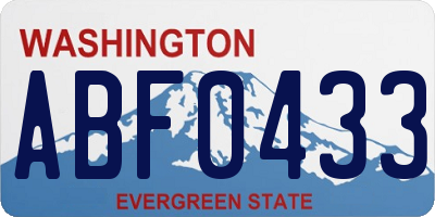 WA license plate ABF0433