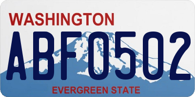 WA license plate ABF0502