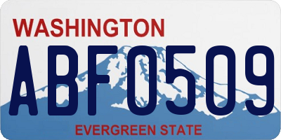 WA license plate ABF0509