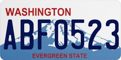 WA license plate ABF0523