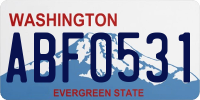 WA license plate ABF0531