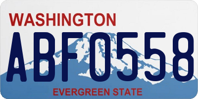 WA license plate ABF0558