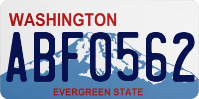 WA license plate ABF0562