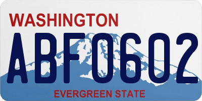 WA license plate ABF0602