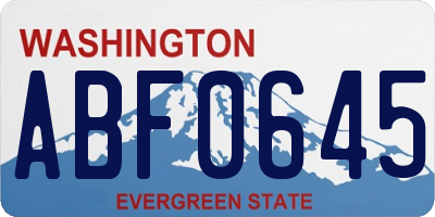 WA license plate ABF0645