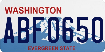 WA license plate ABF0650