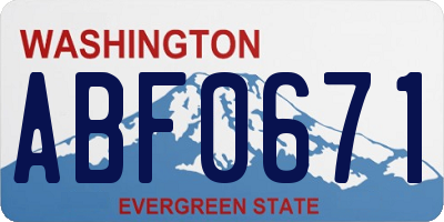 WA license plate ABF0671