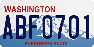 WA license plate ABF0701