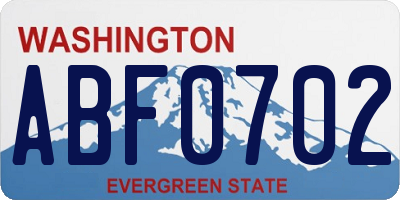 WA license plate ABF0702