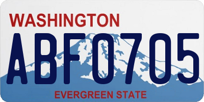 WA license plate ABF0705