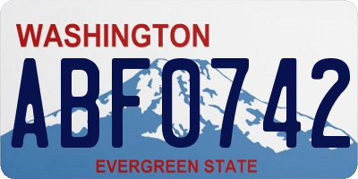 WA license plate ABF0742