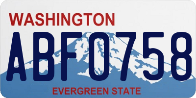 WA license plate ABF0758