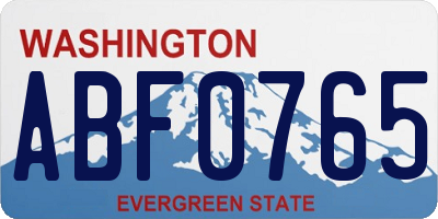 WA license plate ABF0765
