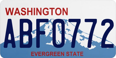 WA license plate ABF0772