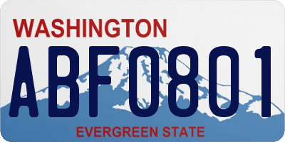 WA license plate ABF0801