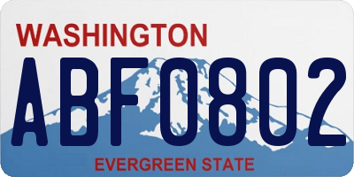 WA license plate ABF0802