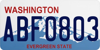 WA license plate ABF0803