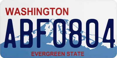 WA license plate ABF0804