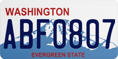 WA license plate ABF0807