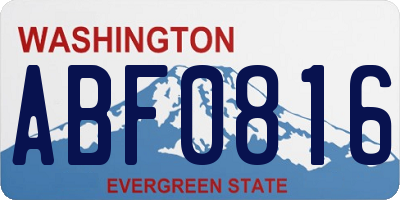 WA license plate ABF0816