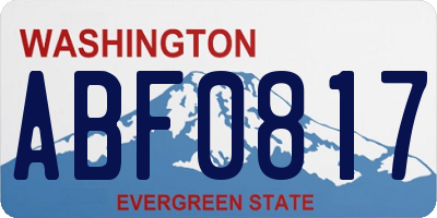 WA license plate ABF0817