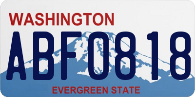WA license plate ABF0818