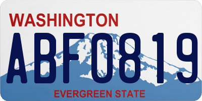WA license plate ABF0819
