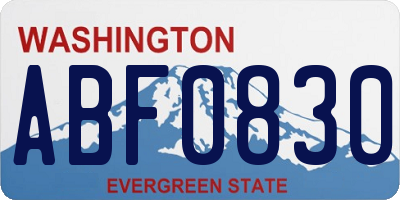 WA license plate ABF0830